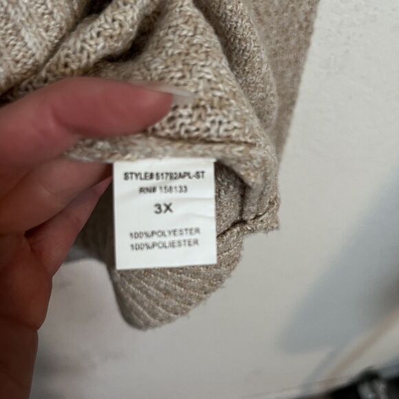 NWOT Pink Clover Sweater Pullover Beige Women Size 3x Crew Neck Neutral Minimal - Picture 6 of 9